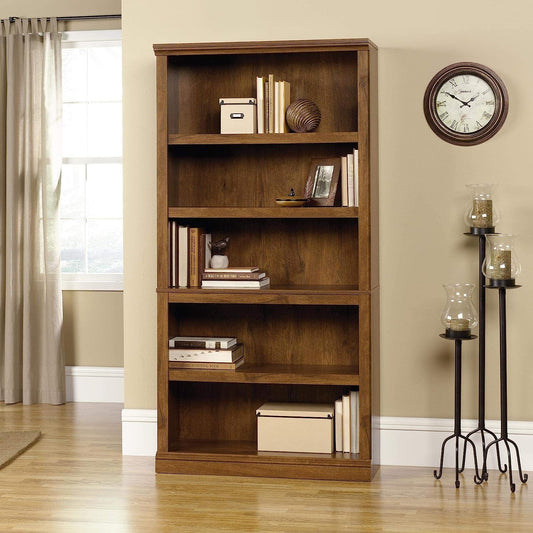 Oiled Oak Split Bookcase with 5 Shelves-0