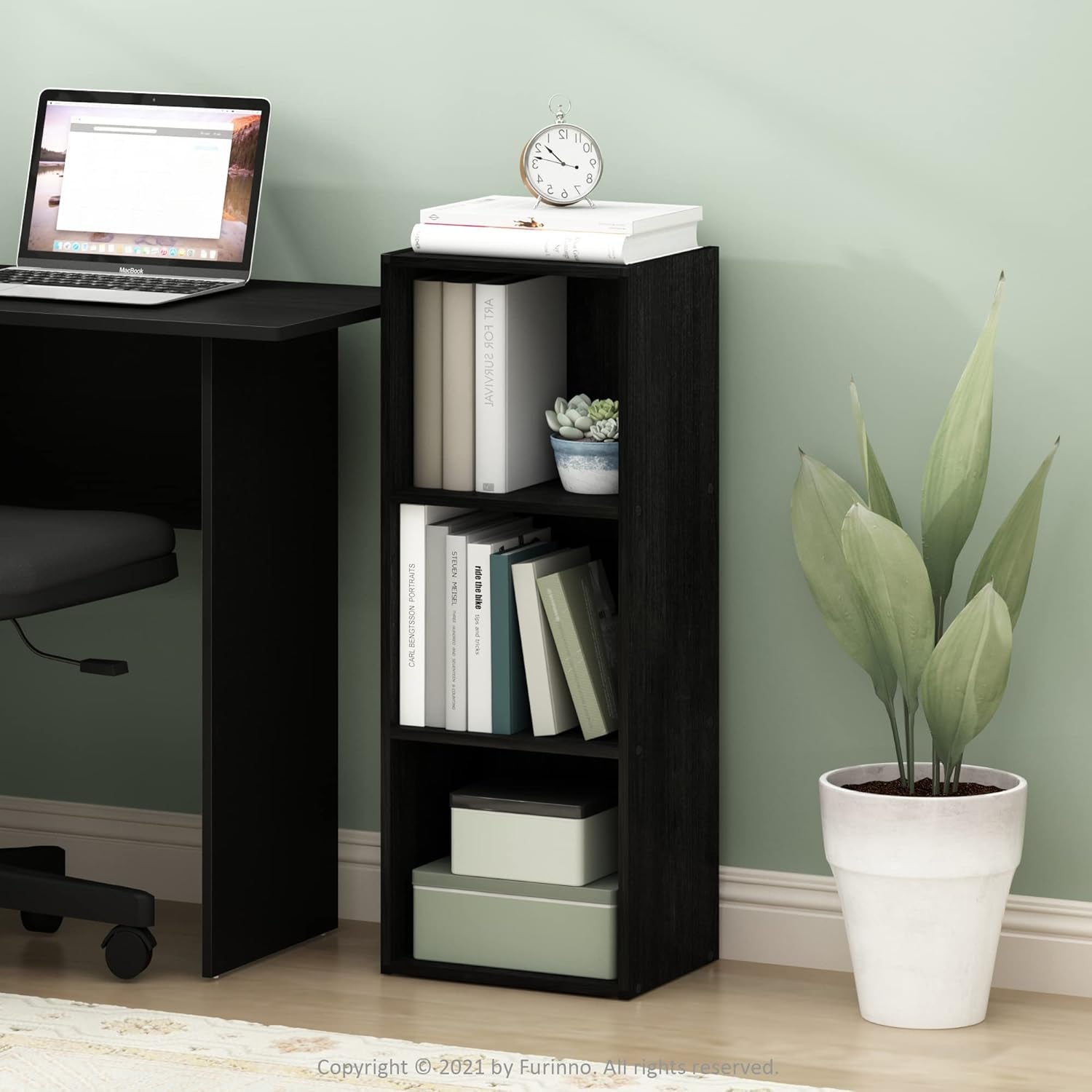 Pasir 3-Tier No Tool Assembly Open Shelf Bookcase, Blackwood-1